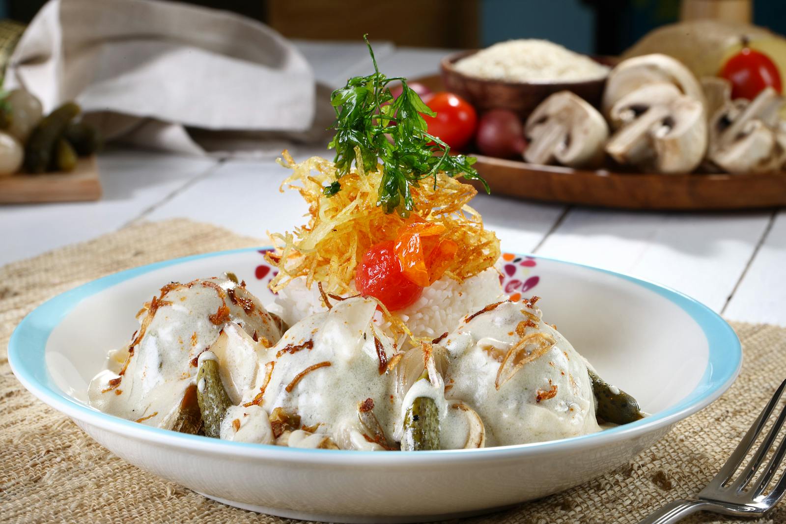 Kremet kylling med sopp, parmesan og timian